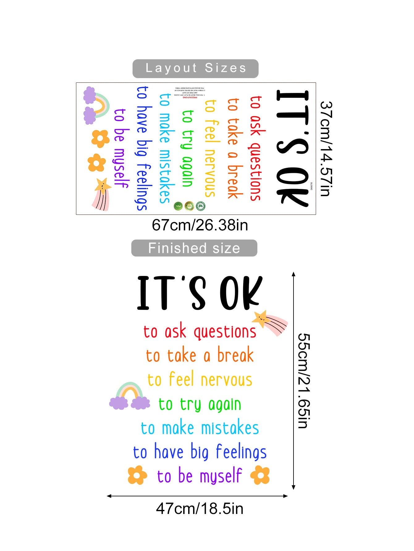 Inspirational Affirmations Wall Decals – Colorful Positive Quotes for Kids Room, Nursery, Playroom or Classroom Decor