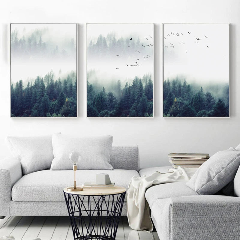 Inspirational Mystical Forest Landscape Posters Nordic Nature Canvas Wall Art Prints Paintings For Offices, Salons and Modern Home Decor