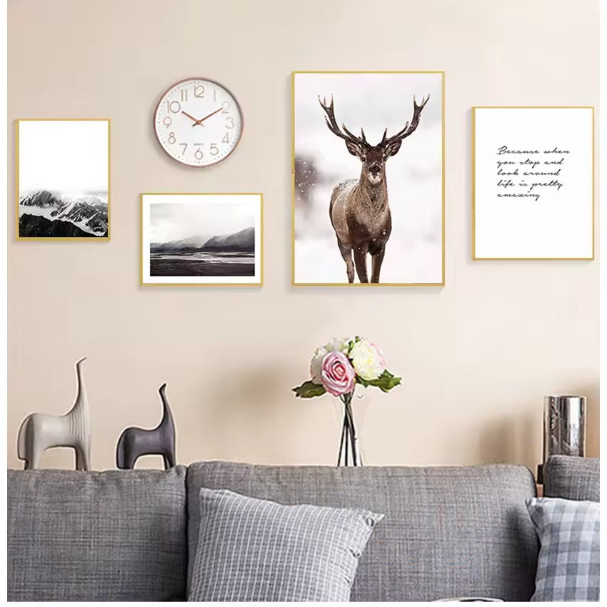 Inspirational Nordic Deer Landscape Wall Art Fine Art Canvas Prints Wilderness Pictures Meaningful Life Quotes Posters For Living Room