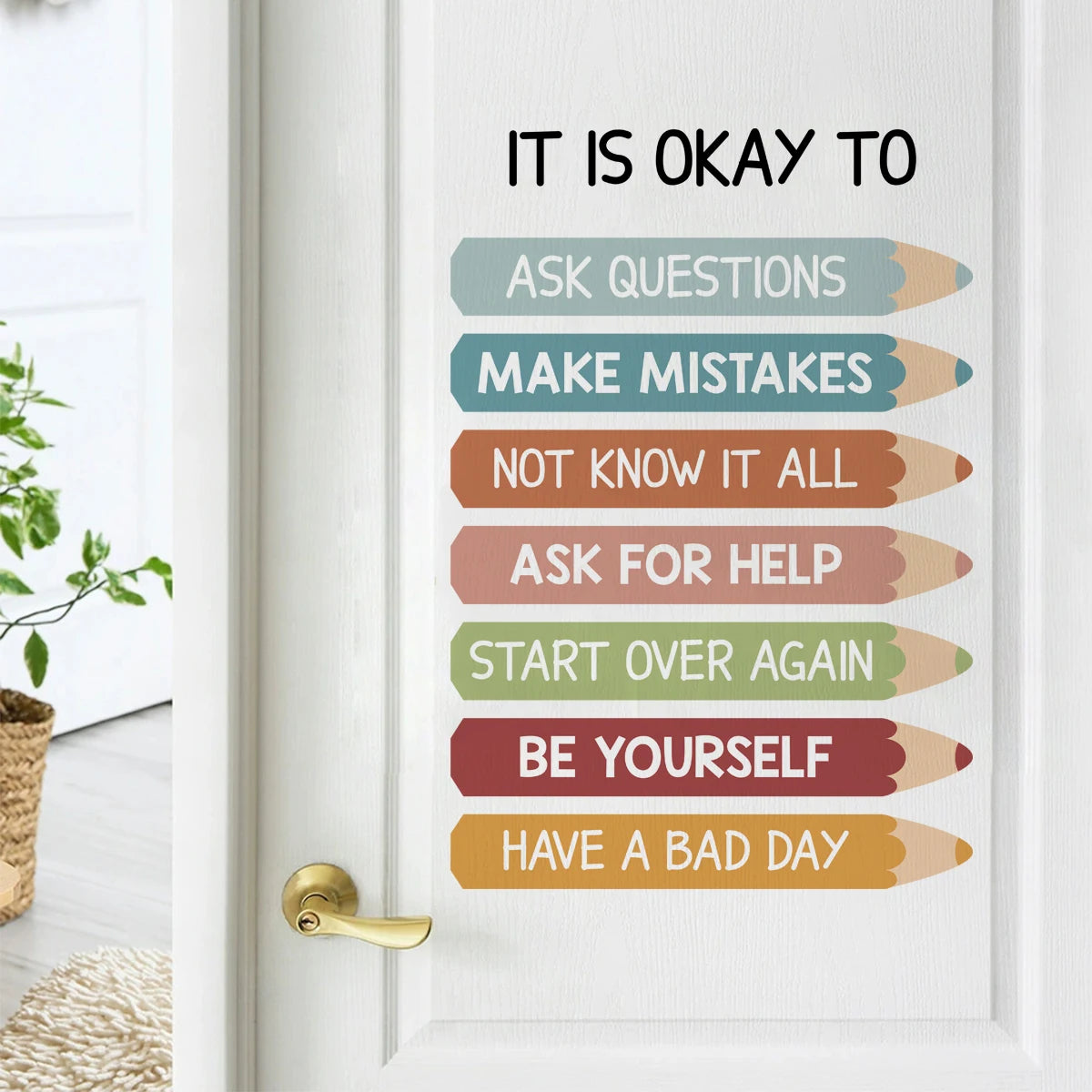 Inspirational Self Development Wall Decal For Children's Room – Colorful Pencils, Letters & Growth Messages Peel & Stick Decor for Kids’ Rooms, Classrooms & Living Spaces