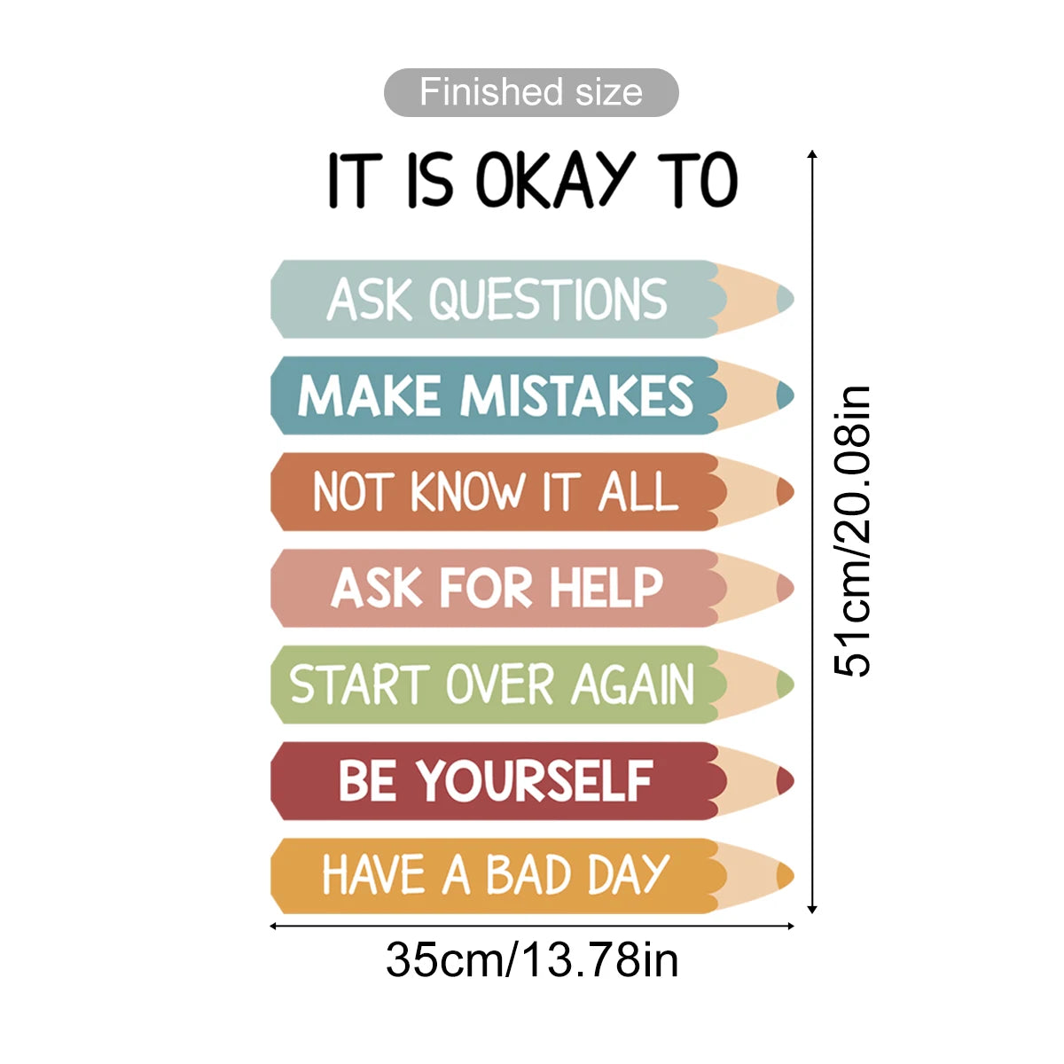 Inspirational Self Development Wall Decal For Children's Room – Colorful Pencils, Letters & Growth Messages Peel & Stick Decor for Kids’ Rooms, Classrooms & Living Spaces