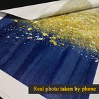 Jade Blue Bright Golden Rain Wall Art Fine Art Canvas Prints Auspicious Abstract Pictures For Living Room Dining Room Home Office Decor