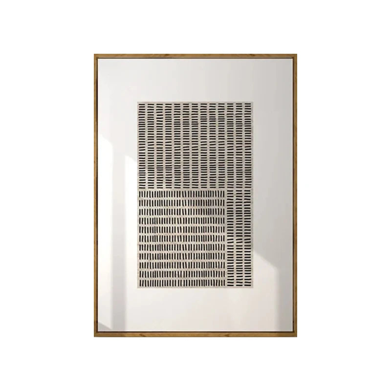 Framed abstract art with geometric pattern on a white background