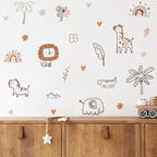 Jungle Animals & Plants Wall Stickers – Abstract Cartoon Vinyl Wall Decals for Nursery, Children's Bedroom & Creative DIY Kid's Room Decoration