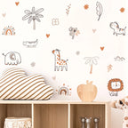 Jungle Animals & Plants Wall Stickers – Abstract Cartoon Vinyl Wall Decals for Nursery, Children's Bedroom & Creative DIY Kid's Room Decoration