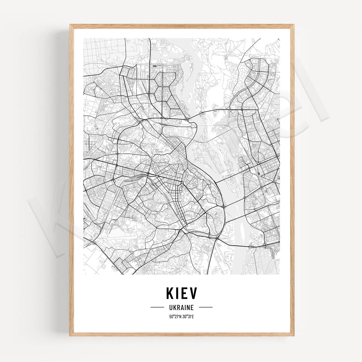 Kiev City Map Posters Wall Art Black White Fine Art Canvas Prints Stylish Minimalist Posters For Home/Office 2025