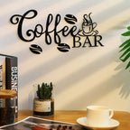 Kitchen Coffee Bar Logo Black Metal Wall Art 3D Iron Craft Wall Mounted Art Sign For Kitchen Diner Cafe Coffee Shop Creative Nordic Wall Decor