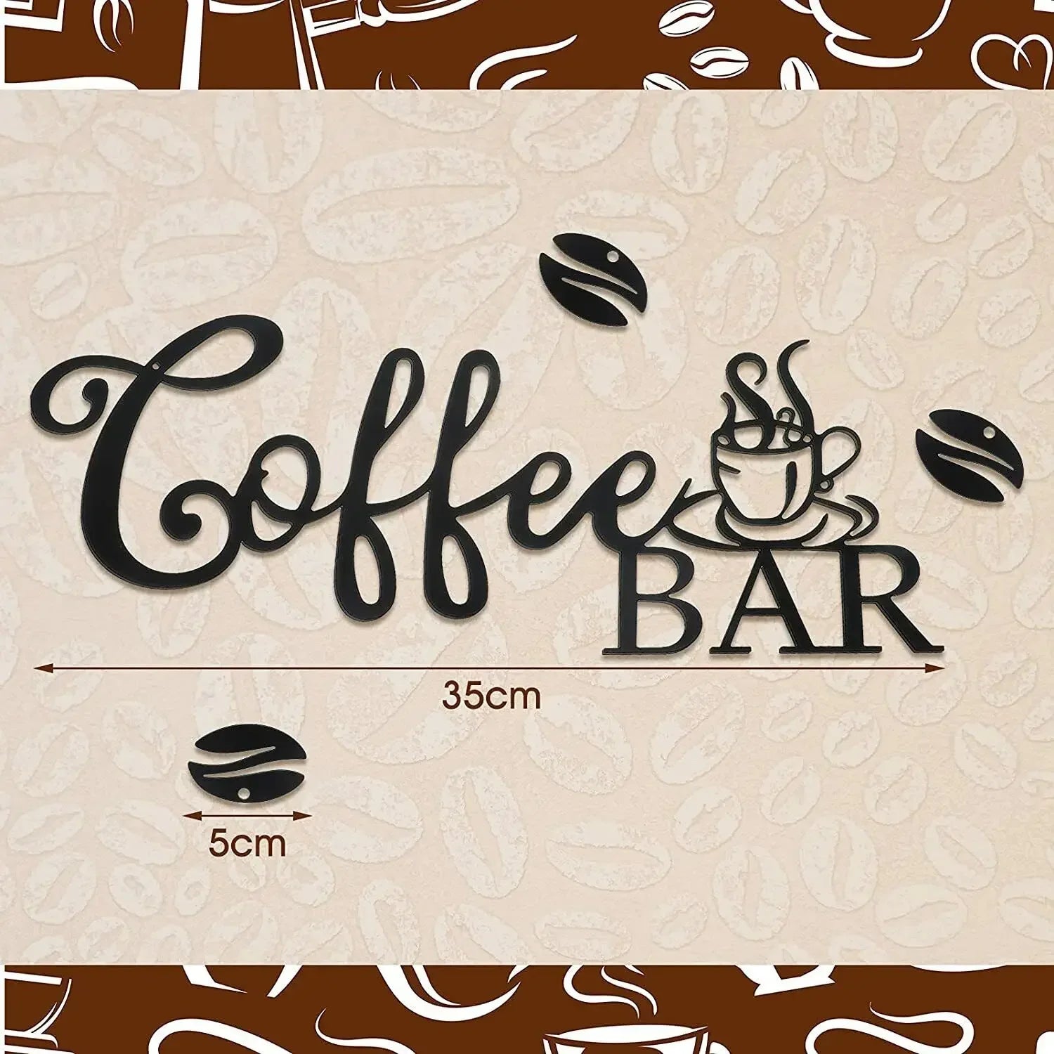Kitchen Coffee Bar Logo Black Metal Wall Art 3D Iron Craft Wall Mounted Art Sign For Kitchen Diner Cafe Coffee Shop Creative Nordic Wall Decor