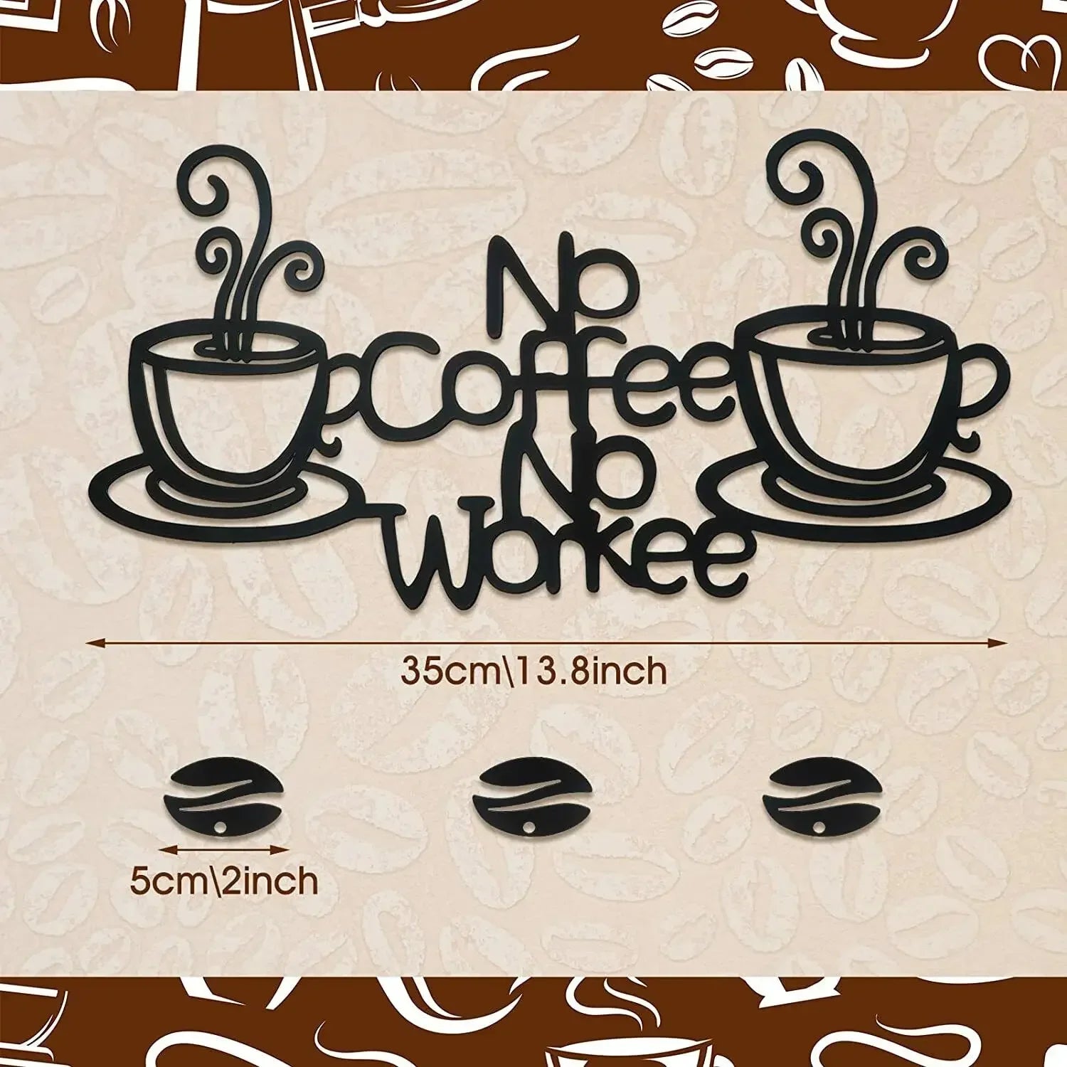 Kitchen Coffee Bar Logo Black Metal Wall Art 3D Iron Craft Wall Mounted Art Sign For Kitchen Diner Cafe Coffee Shop Creative Nordic Wall Decor