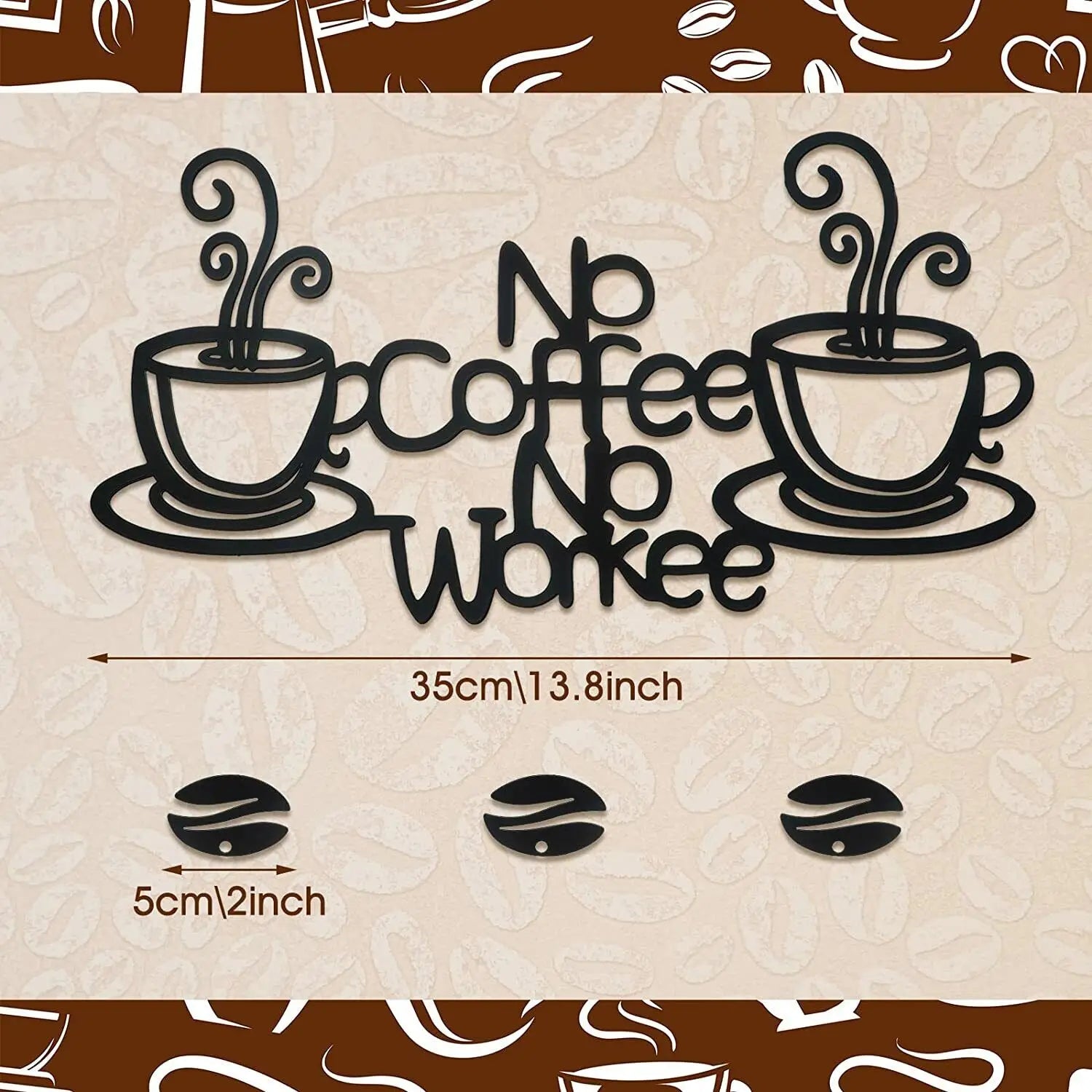 Kitchen Coffee Bar Logo Black Metal Wall Art 3D Iron Craft Wall Mounted Art Sign For Kitchen Diner Cafe Coffee Shop Creative Nordic Wall Decor