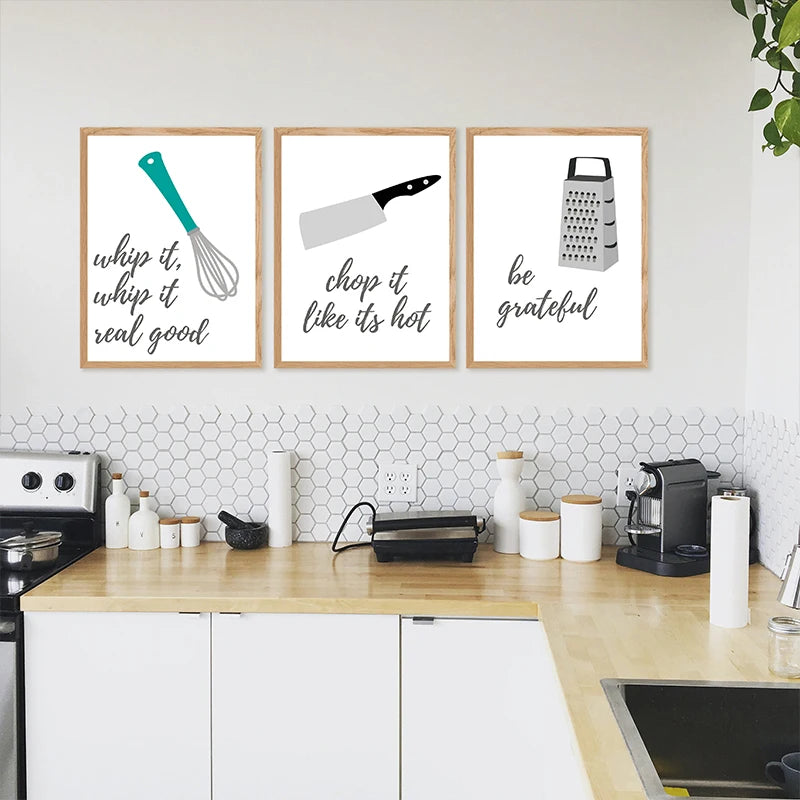 Kitchen Cooking Utensils Fun Quotes Posters Wall Art Fine Art Canvas Prints Pictures For Kitchen Cafe Diner Cookery Baking Art Creative Home Decor 2025