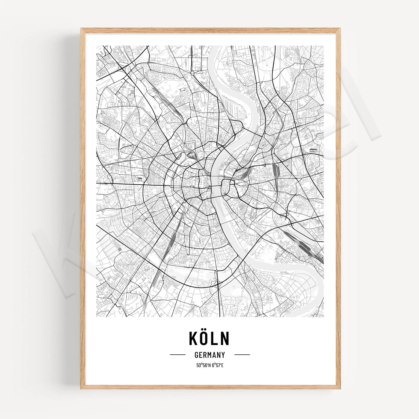Koln City Map Posters Wall Art Black White Fine Art Canvas Prints Stylish Minimalist Posters For Home/Office 2025