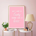 Lady Boss Pink Poster Inspirational Quotes Wall Art Fine Art Canvas Prints Motivational Daily Mantra Quotations Pictures For Girl's Bedroom