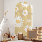 Large Format Daisy Archway Wall Mural – Modern Peel & Stick Vinyl Wall Decal for Kids’ Rooms & Living Spaces, Creative DIY Home Decor Detailing