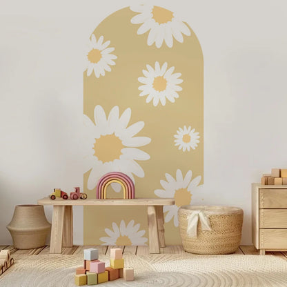 Large Format Daisy Archway Wall Mural – Modern Peel & Stick Vinyl Wall Decal for Kids’ Rooms & Living Spaces, Creative DIY Home Decor Detailing
