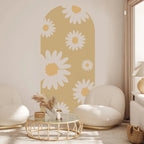 Large Format Daisy Archway Wall Mural – Modern Peel & Stick Vinyl Wall Decal for Kids’ Rooms & Living Spaces, Creative DIY Home Decor Detailing
