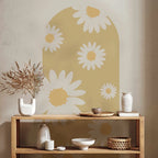 Large Format Daisy Archway Wall Mural – Modern Peel & Stick Vinyl Wall Decal for Kids’ Rooms & Living Spaces, Creative DIY Home Decor Detailing