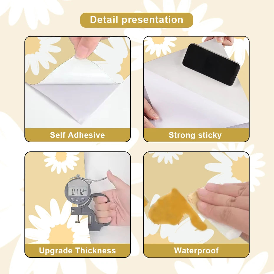 Large Format Daisy Archway Wall Mural – Modern Peel & Stick Vinyl Wall Decal for Kids’ Rooms & Living Spaces, Creative DIY Home Decor Detailing