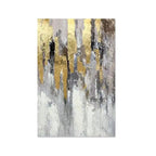 Abstract art print with gold and gray colors on a white background