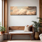 Large Neutral Beige Cloudscape Wall Art Fine Art Canvas Print Soft Atmospheric Cream Cloud Sky Landscape Art For Living Room