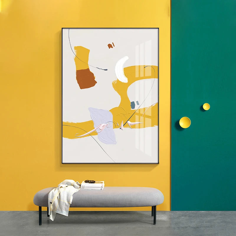Lemon Yellow Abstract Wall Art Fine Art Canvas Prints Modern Minimalist Colorful Nordic Pictures For Living Room Bedroom Art Decor