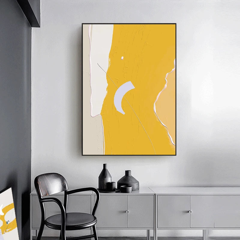 Lemon Yellow Abstract Wall Art Fine Art Canvas Prints Modern Minimalist Colorful Nordic Pictures For Living Room Bedroom Art Decor