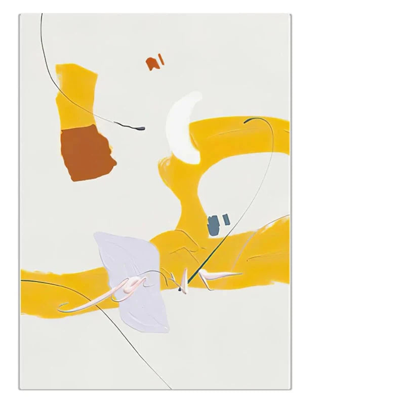 Lemon Yellow Abstract Wall Art Fine Art Canvas Prints Modern Minimalist Colorful Nordic Pictures For Living Room Bedroom Art Decor