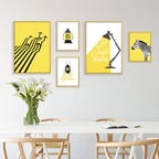 Let Your Light Shine Inspirational Quotes Wall Art Yellow Black Canvas Prints Daily Mantra Positivity Posters Pictures For Living Room Bedroom Study Room Art Decor