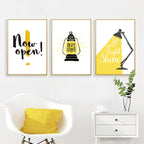 Let Your Light Shine Inspirational Quotes Wall Art Yellow Black Canvas Prints Daily Mantra Positivity Posters Pictures For Living Room Bedroom Study Room Art Decor