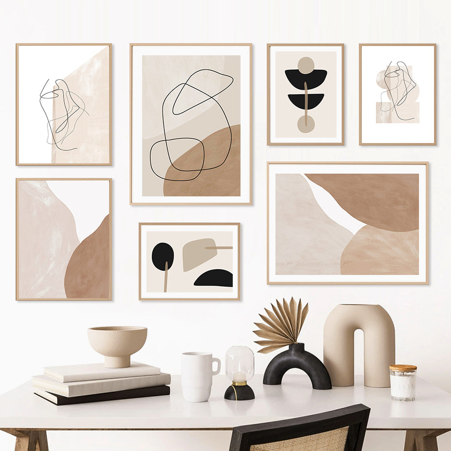 Light White Beige Terracotta Minimalist Abstract Gallery Wall Art Fine Art Canvas Prints Pictures For Modern Living Room Bedroom Art Decor