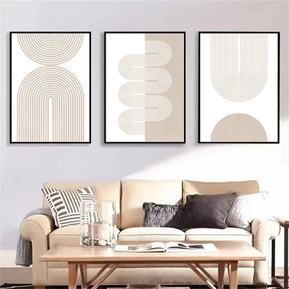 Light Beige Minimalist Abstract Geometric Line Art Wall Art Fine Art Canvas Prints Pictures For Dining Room Bedroom Art For Modern Apartment 2025 00