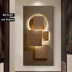 Modern wall art with geometric design on a neutral wall