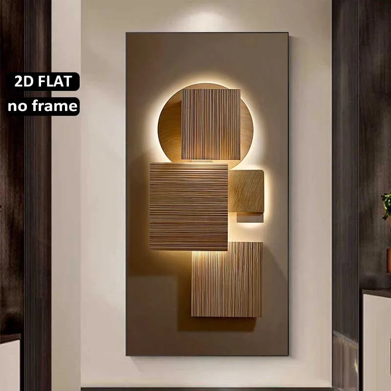 Modern wall art with geometric design on a neutral wall