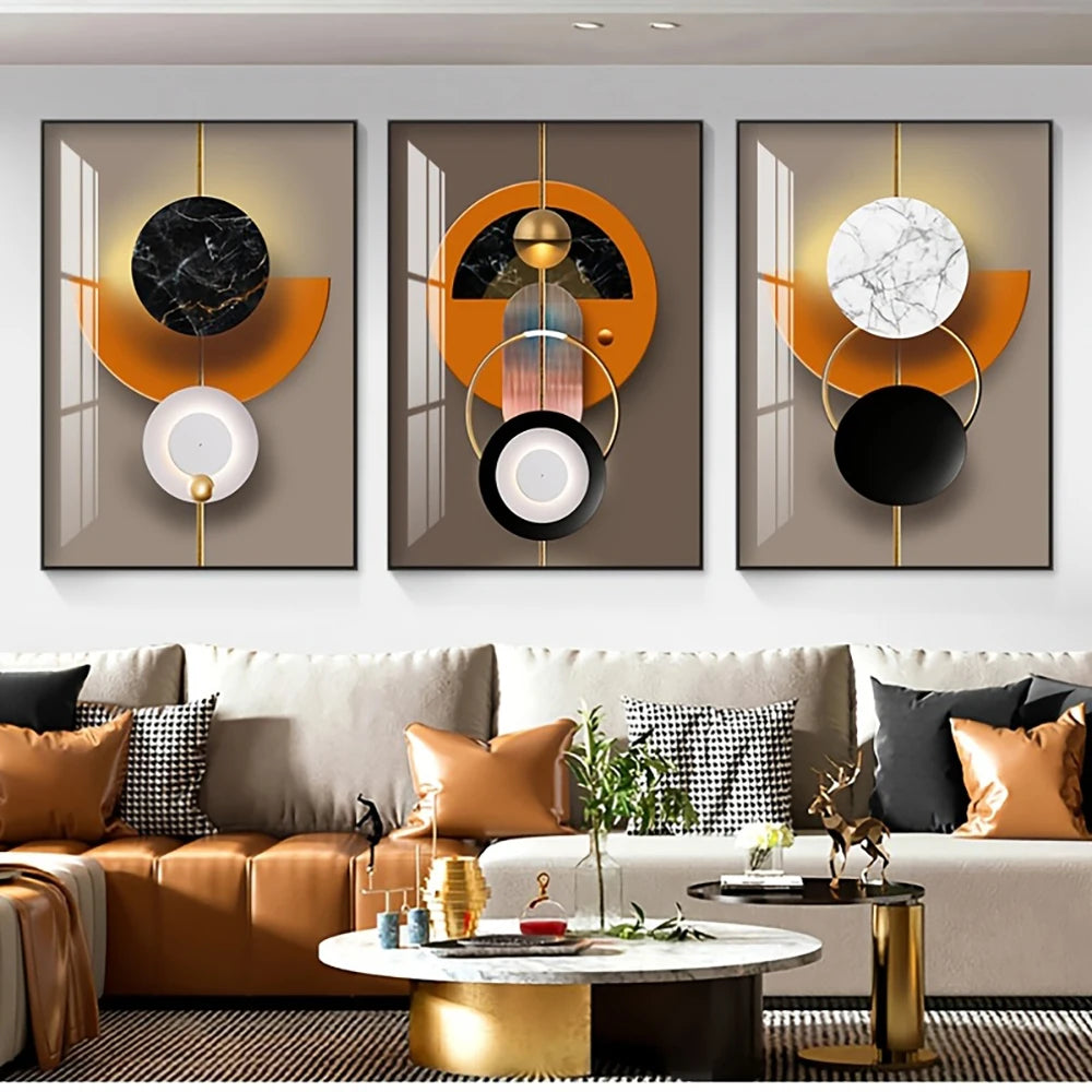 Light Luxury Abstract Celestial Geometry Wall Art Fine Art Canvas Prints Modern Aesthetics Pictures For Living Room Dining Room Home Office Decor