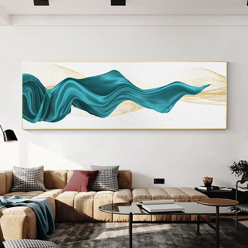 Light Luxury Flowing Abstract Ribbon Wall Art Fine Art Canvas Prints Wide Format Picture For Above The Bed Pictures For Above The Sofa