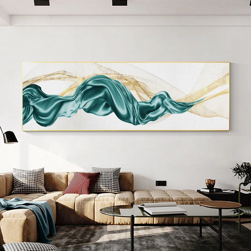 Light Luxury Flowing Abstract Ribbon Wall Art Fine Art Canvas Prints Wide Format Picture For Above The Bed Pictures For Above The Sofa