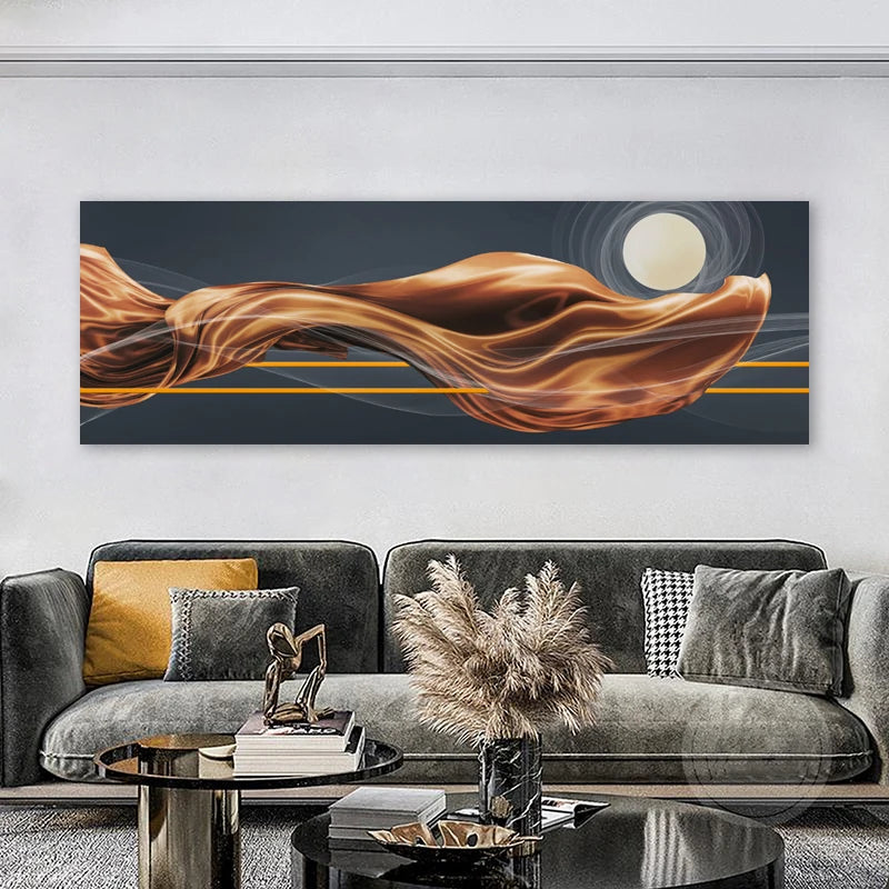 Light Luxury Flowing Abstract Ribbon Wall Art Fine Art Canvas Prints Wide Format Picture For Above The Bed Pictures For Above The Sofa