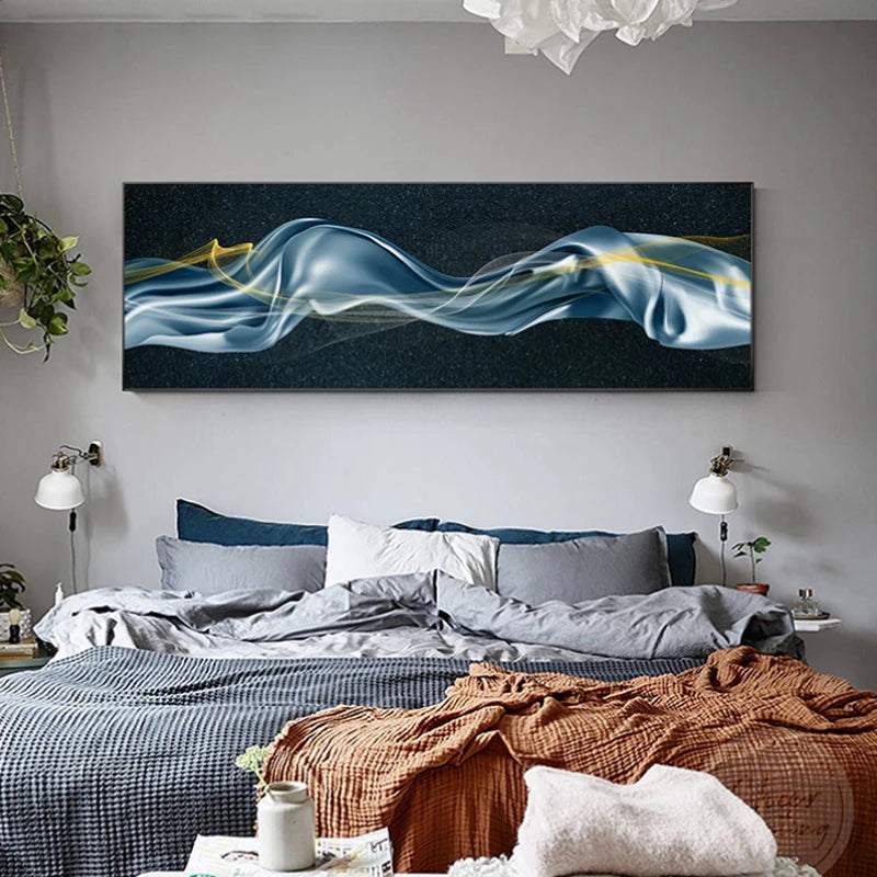 Light Luxury Flowing Abstract Ribbon Wall Art Fine Art Canvas Prints Wide Format Picture For Above The Bed Pictures For Above The Sofa