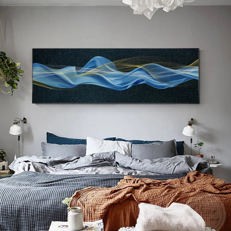 Light Luxury Flowing Abstract Ribbon Wall Art Fine Art Canvas Prints Wide Format Picture For Above The Bed Pictures For Above The Sofa