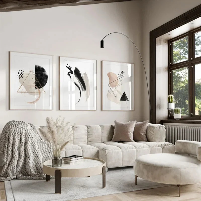 Light Neutral Colors Abstract Wall Art Fine Art Canvas Prints Nordic Minimalist Pictures For Living Room Dining Room Bedroom Art Decor