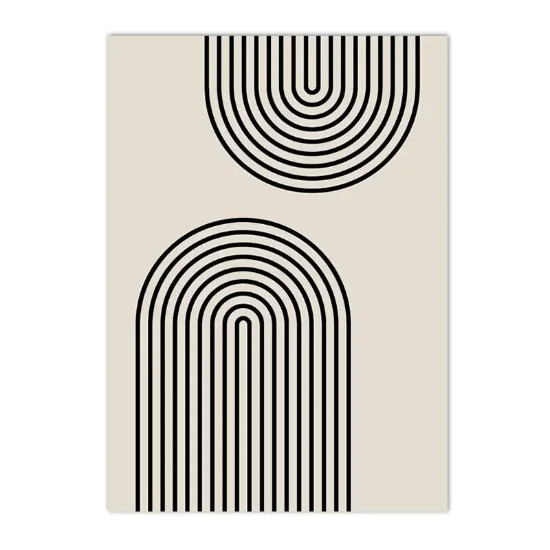 Beige rug with black arch-shaped patterns