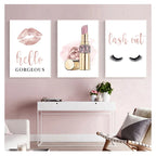 Lipstick Lashes Pink Golden Paris Fashion Wall Art Fine Art Canvas Prints Chic Pictures For Girls Bedroom Boutique Salon Art Decor 2025
