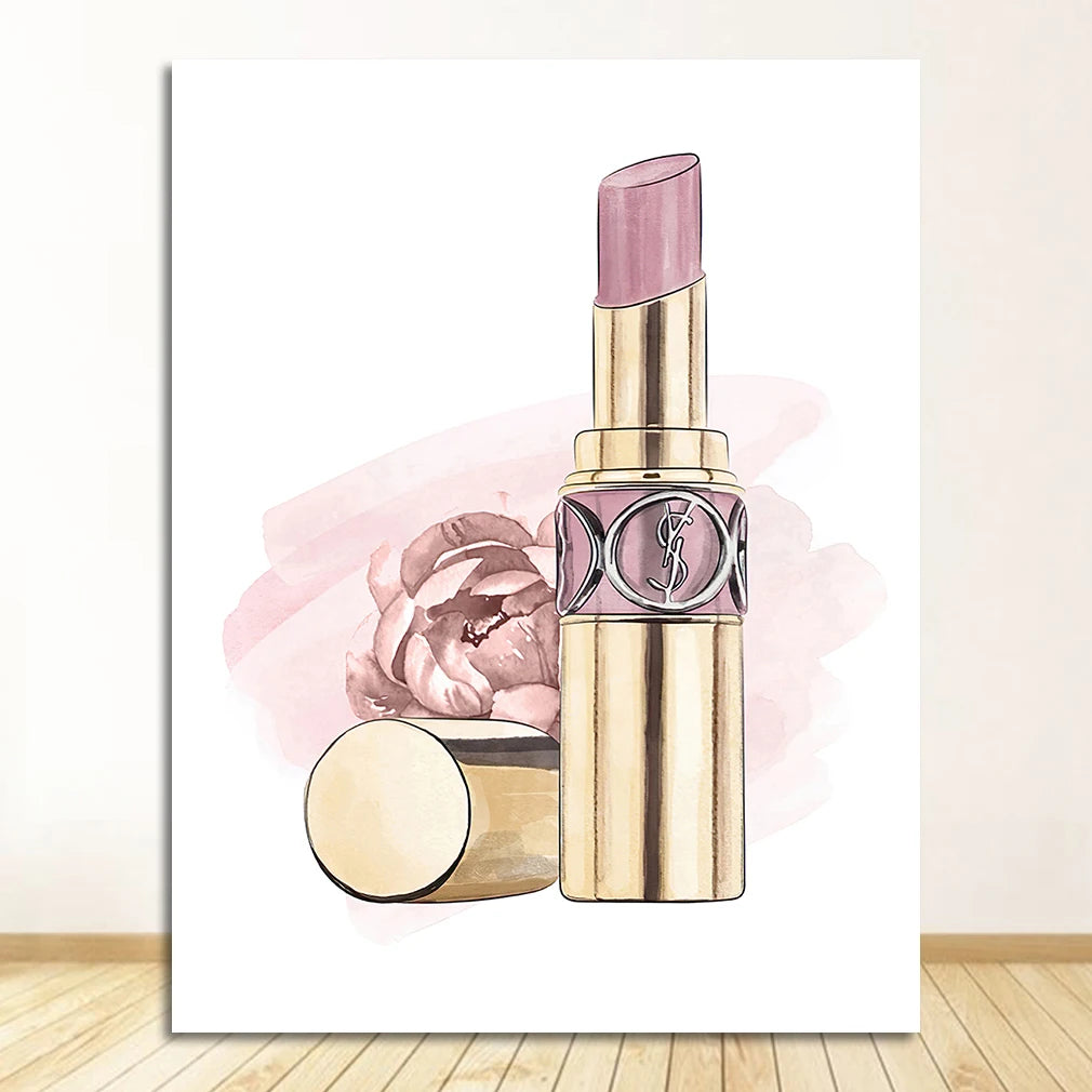 Lipstick Lashes Pink Golden Paris Fashion Wall Art Fine Art Canvas Prints Chic Pictures For Girls Bedroom Boutique Salon Art Decor 2025