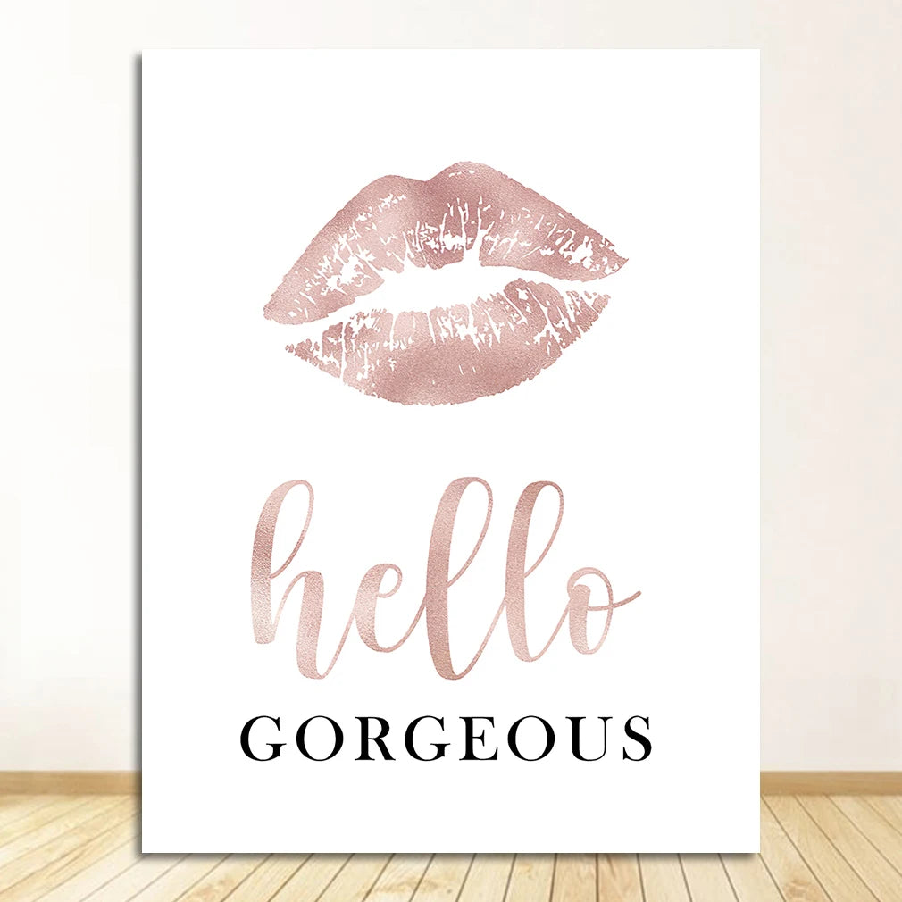 Lipstick Lashes Pink Golden Paris Fashion Wall Art Fine Art Canvas Prints Chic Pictures For Girls Bedroom Boutique Salon Art Decor 2025