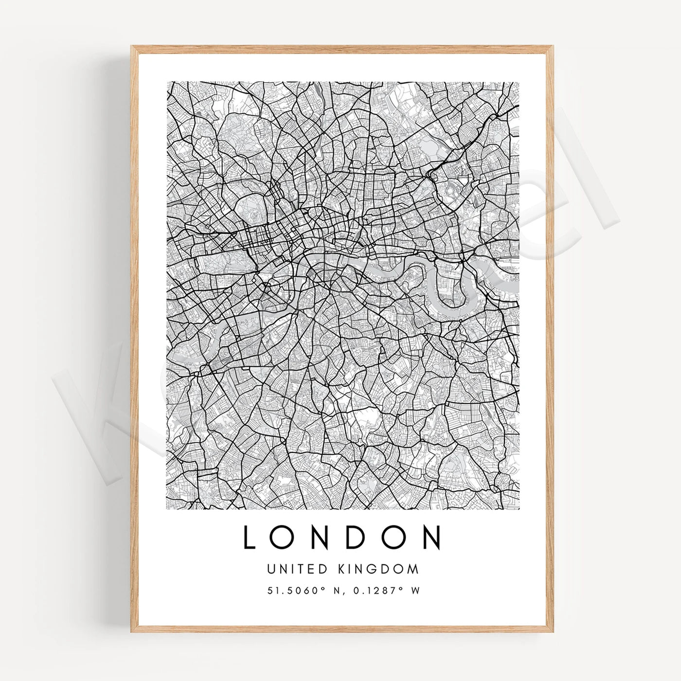 London City Map Poster Wall Art - Wall Map Black White Fine Art Canvas Prints Stylish Minimalist Posters For Home/Office 2025
