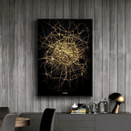 London Paris Amsterdam City Map Wall Art Fine Art Canvas Prints Modern Black Golden Minimalist Posters For Home and Office Decor