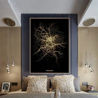 London Paris Amsterdam City Map Wall Art Fine Art Canvas Prints Modern Black Golden Minimalist Posters For Home and Office Decor