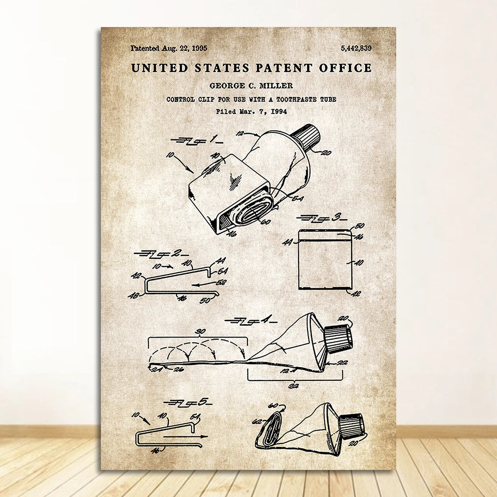 Loo Paper Bathroom Vintage Patent Poster Wall Art Beige Black Fine Art Canvas Prints Pictures For Bathroom Washroom Wall Decor 2025