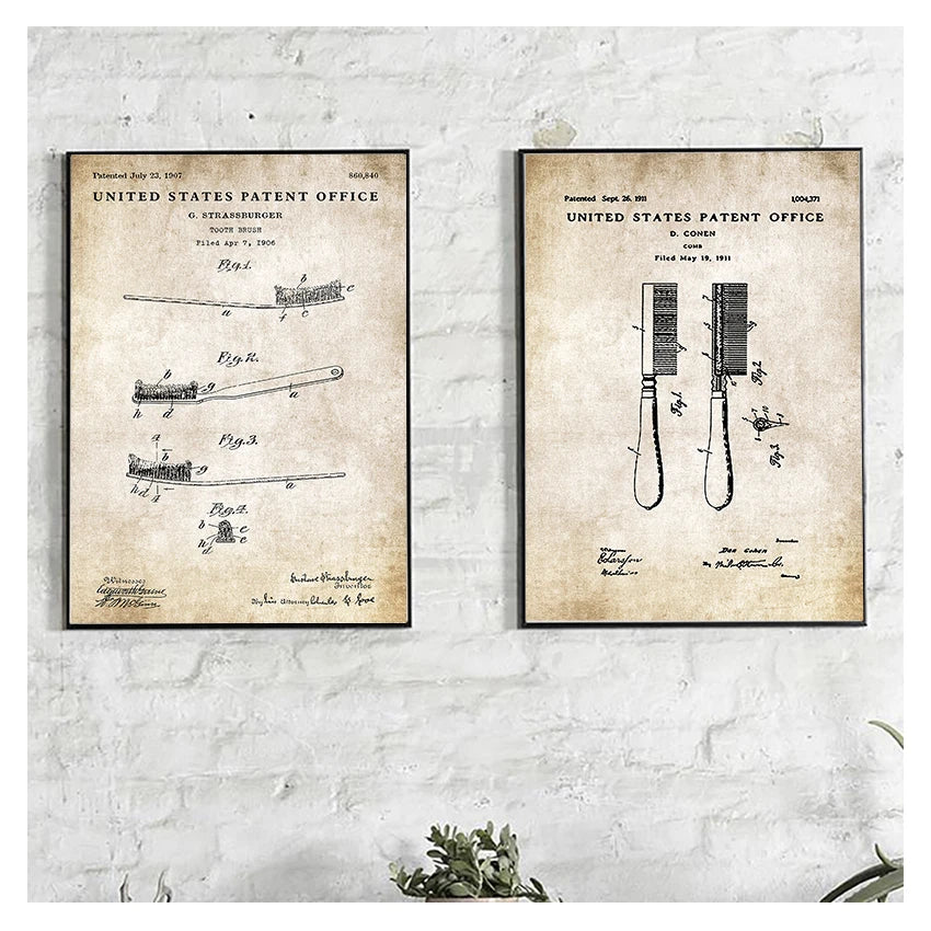 Loo Paper Bathroom Vintage Patent Poster Wall Art Beige Black Fine Art Canvas Prints Pictures For Bathroom Washroom Wall Decor 2025