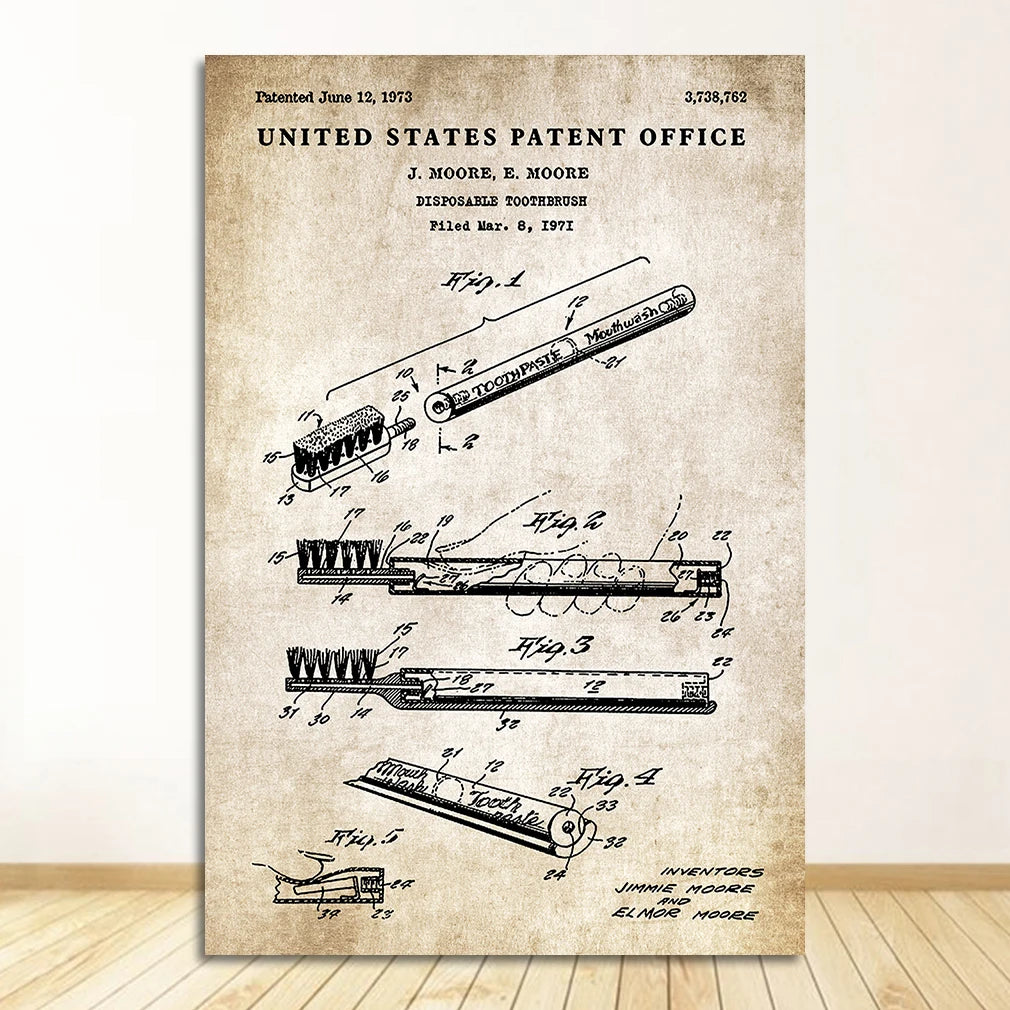 Loo Paper Bathroom Vintage Patent Poster Wall Art Beige Black Fine Art Canvas Prints Pictures For Bathroom Washroom Wall Decor 2025